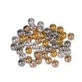 Macro detail of three-color CCB spacer beads with central holes for DIY jewelry - Gear Shape / 100pcs Pack / Multicolor