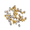 Close-up of gold and silver metallic striped round beads with vertical threading holes - Pumpkin Shape / 100pcs Pack / Multicolor