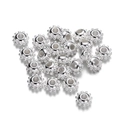 Macro shot of silver-plated CCB spacer beads with textured dotted edges for DIY jewelry - Gear Shape / 100pcs Pack / Silver