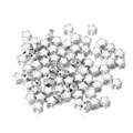 Macro shot of silver pentagram loose beads with holes for DIY jewelry making - Star / 100pcs Pack / Silver