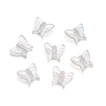 Detailed view of 13mm iridescent acrylic butterfly beads with textured wings for DIY jewelry - Aperture Approx 1.8mm/Thickness Approx 6mm / 20 Pcs/Pack (Approx 13*16mm) / White