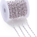 Detail of pink crystal cube and silver bead chain on white spool for DIY jewelry - Pink Jade-like (Rhodium Chain)