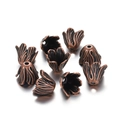 Macro detail of tulip bud alloy bead caps in vintage bronze for DIY jewelry making - Large Bead Cap Style 3 / 2 Pcs/Set / Copper