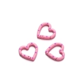 Close-up of pink heart-shaped spring ring buckles with purple polka dots for DIY jewelry - 5 Pieces/Pack (24.7x25.8mm) / Deep Pink
