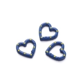 Three dark blue heart-shaped metal carabiners with yellow polka dots and spring gate - 5 Pieces/Pack (24.7x25.8mm) / Aqua