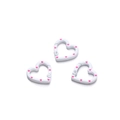 Close-up of heart-shaped spring rings with pink polka dots for DIY keychains - 5 Pieces/Pack (24.7x25.8mm) / White