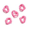 Macro detail of five bright pink lip-shaped silicone DIY jewelry connectors on white - 5 Pieces/Pack (19x20.5mm) / Pink
