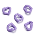 Macro view of five purple matte acrylic heart rings for DIY jewelry and phone chains - 5 Pieces/Pack (19x20.5mm) / Purple