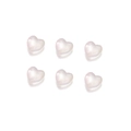 Vista dettagliata di sei perline a cuore madreperlate con riflessi rosa per gioielli fai da te - 20 Pezzi/Confezione (12*12,3mm) / Perle a cuore arancio-rosa