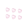 Vista dettagliata di sei perline a cuore rosa trasparenti per creazione di gioielli - 20 Pezzi/Confezione (12*12,3mm) / Rosa Cuore