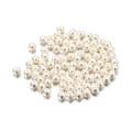 Macro shot of 4mm cream glass imitation pearl round beads with holes for DIY jewelry - 4mm (~10g, 100 Pieces/Pack) / Cream