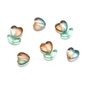 Dettaglio di perline a tulipano in vetro sfumato per la creazione di gioielli DIY - 10 Perle a Cuore + 10 Perle a Foglia / Perle a cuore blu-marrone