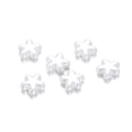 Dettaglio di sei perle a forma di fiore in ABS bianco perlato per creazione gioielli DIY - Stella marina