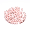 Macro detail of 4mm pink glass imitation pearl beads with holes for DIY jewelry making - 4mm (~10g, 100 Pieces/Pack) / Pink