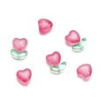 Dettaglio di perle in vetro a cuore rosa e foglia verde per creazione gioielli fai-da-te - 10 Perle a Cuore + 10 Perle a Foglia / Perle a cuore rosso pesca