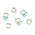 Dettaglio perline di vetro a forma di tulipano con foglia oro per gioielli fai da te - 10 Perle a Cuore + 10 Perle a Foglia / Perle a cuore bianco con schizzi d'oro