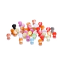 Close-up of colorful resin beads with cat eye effect and holes for DIY jewelry making - Multicolor
