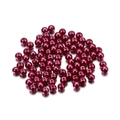 Macro detail of glossy dark red 4mm glass pearl beads with pre-drilled holes for DIY jewelry - 4mm (~10g, 100 Pieces/Pack) / Dark Red