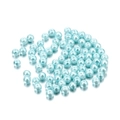Detailed view of light blue 4mm glass pearl beads scattered on a white background - 4mm (~10g, 100 Pieces/Pack) / Light Blue