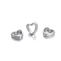 Macro-opname van verzilverde hartvormige holle kralen voor DIY-sieraden - 50 stuks/verpakking (ca. 8,5g) / Zilver Hart