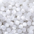 Macro shot of milky white resin cat-eye beads with smooth silk luster and center holes - 8mm (20 Pcs/Pack, 1.6mm Hole) / White