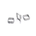 Macro shot of silver square hollow CCB spacer beads with side holes for DIY jewelry - 50 Pieces/Pack (Approx. 8.5g) / Silver Square