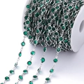 Macro-opname van 1m groene zirkoon ketting met verzilverde DIY sieraden componenten - Pakket van 1 Meter (6.8mm) / Wit K Ketting Pauwgroene Zirconia