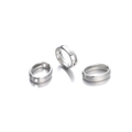 Close-up of three silver plated CCB spacer beads with double side holes for DIY jewelry - 50 Pieces/Pack (Approx. 8.5g) / Silver Oval