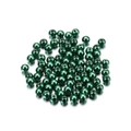 Close-up of deep green round glass faux pearl beads with hole for DIY jewelry making - 4mm (~10g, 100 Pieces/Pack) / Dark Green