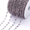 Macro-opname van 1 meter lavendel zirkoonketting met zilveren zetting voor DIY-sieraden - Pakket van 1 Meter (6.8mm) / Wit K Ketting Paarse Zirconia