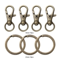 Set detallado de cierres de langosta bronce 36mm y anillos de llaves 25mm para bisutería - Paquete de 10 Juegos (32mm/25mm) / Bronce Antiguo