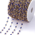 Detail van vergulde ketting met blauwe zirkoonstenen voor DIY-sieraden - Pakket van 1 Meter (6.8mm) / Goudkleurige Ketting Saffierblauw Zirconia