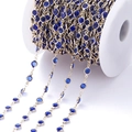 Detail van 1m vergulde ketting met blauwe zirkonia voor DIY sieraden maken - Pakket van 1 Meter (6.8mm) / KC Goud Ketting Saffierblauw Zirconia