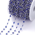 Detail van 1m blauwe zirkoonketting met zilveren koperen schakel op een spoel - Pakket van 1 Meter (6.8mm) / Wit K Ketting Saffierblauw Zirconia