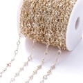 Detail van 1m vergulde ketting met zirkonia op een spoel voor DIY sieraden maken - Pakket van 1 Meter (6.8mm) / KC Goud Ketting Witte Zirconia