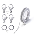 DIY Schmuck-Set mit Edelstahl Karabinerverschlüssen, Biegeringen und 3m Gliederkette - Stahl Vertikale Kreuzkette Material