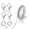 Details von 12mm Karabinern, 5mm Binderingen und 2mm Edelstahlkette für DIY-Schmuck - Stahl Kreuzkette Material