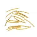 Detail of 30mm curved brass tube beads with spiral texture for DIY jewelry making - 2*25mm (100 Pieces/Pack) / Gold