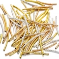 30mm brushed curved noodle beads for DIY jewelry in gold silver and rose gold colors - 2*25mm (100 Pieces/Pack) / Multicolor