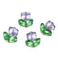DIY glass tulip flower beads in light purple and green for necklace making - 3D Purple
