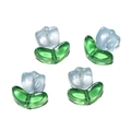 DIY tulip glass beads in blue and green color with vertical holes for jewelry making - Blue (3D Box)
