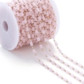 Rollo de cuentas cilíndricas rosas con cadena dorada para creación de joyas artesanales - Estilo de Cuenta de Piedra Rectangular / 1 Metro / Rosa Claro (Cadena KC Oro)