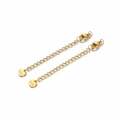 Close-up of golden stainless steel extender chains with lobster clasp and heart pendant - 2 Pcs/Set / Gold Heart Style