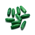 Macro shot of green oval wooden beads with natural grain and 2.5mm hole for DIY crafts - Green