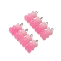 Detail of pink gradient resin gummy bear charms with glitter and silver metal loops - Opaque Pink