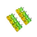 Close-up of gradient yellow-green resin bear charms with silver metal rings and glitter - Transparent Green Yellow