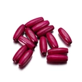 Close-up of bright rose pink oval wooden beads with 2.5mm hole for DIY crafts - Rose Red