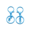 Dettaglio chiusura a moschettone azzurro con anello portachiavi piatto e catena corta - 2 pezzi/confezione (30*67.5mm) / Blu