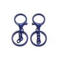 Dettaglio di due portachiavi blu navy con chiusura a moschettone e anelli piatti - 2 pezzi/confezione (30*67.5mm) / Blu scuro