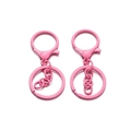 Set portachiavi in metallo rosa opaco con chiusura a moschettone, catena e anello tondo - 2 pezzi/confezione (30*67.5mm) / Rosa scuro